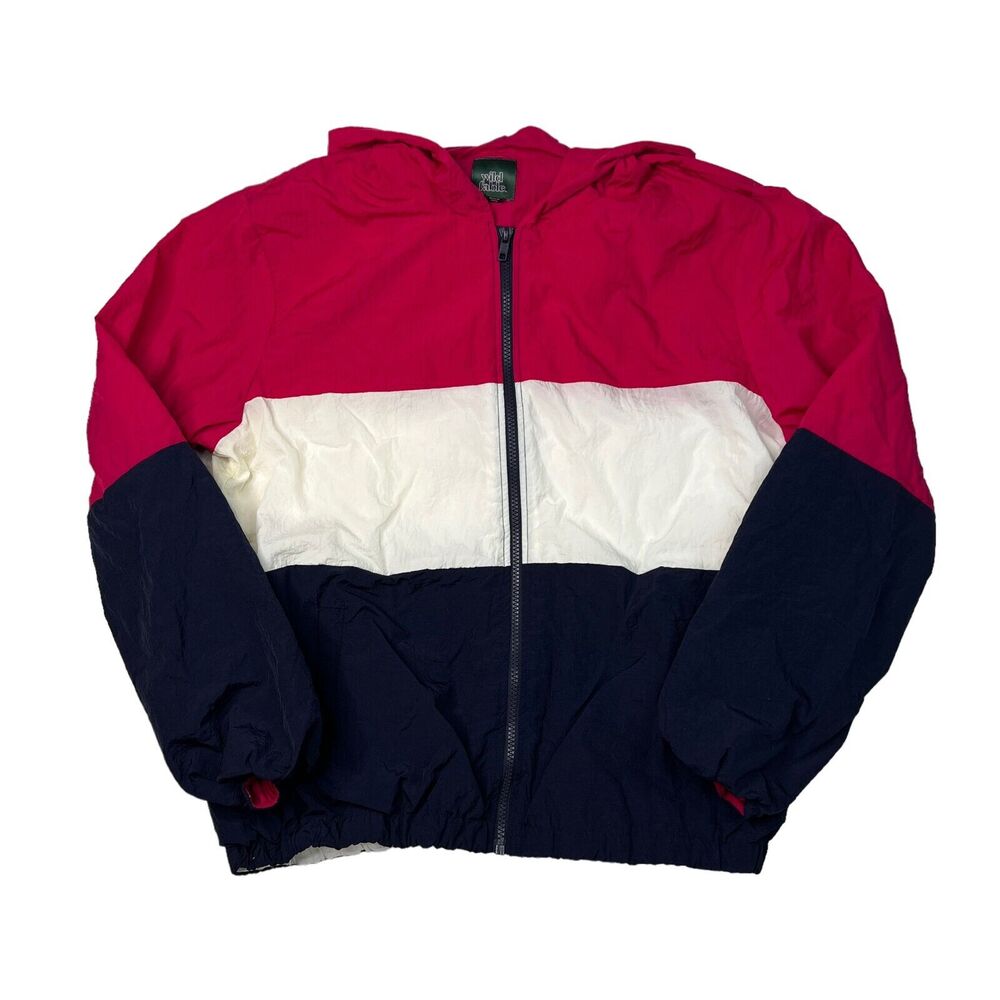 Wild Fable Retro Colorblock Hooded Windbreaker Jacket Multicolor Womens Medium